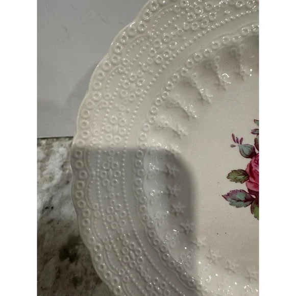 Spode Billingsley Rose Bread Plate 6 inch Scalloped Lace Rim 2/9867 - Picture 2 of 5